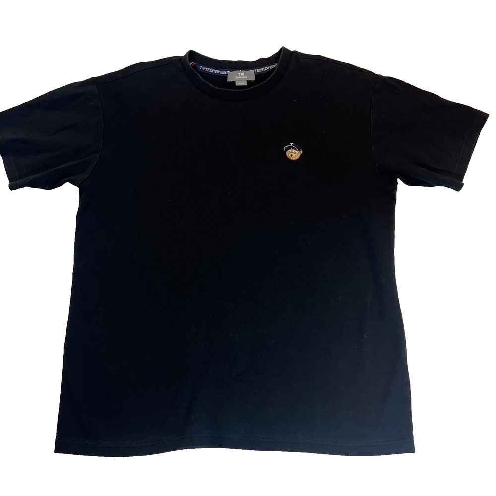 TW Teeny Weenie Black T-Shirt Teddy Bear With Baseball Cap Small